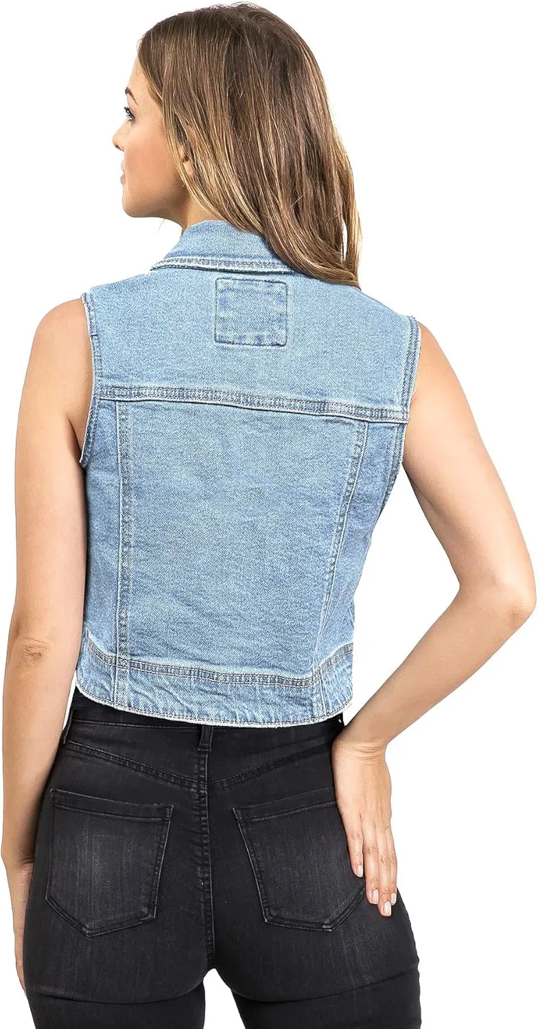 Wax Jeans Women's Classic Cropped Denim Vest