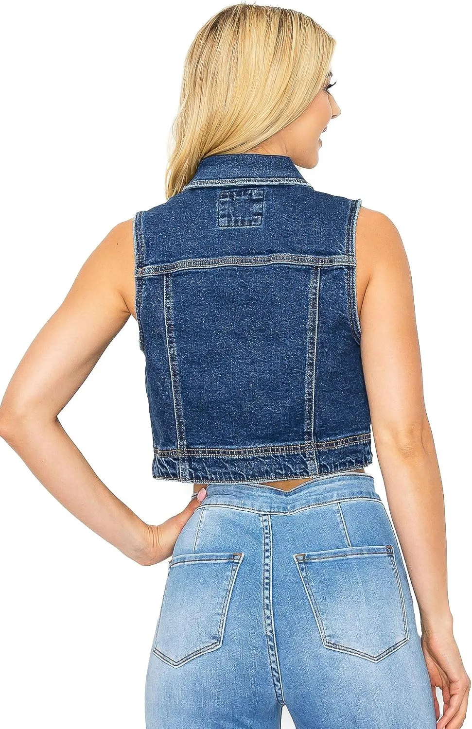 Wax Jeans Women's Classic Cropped Denim Vest