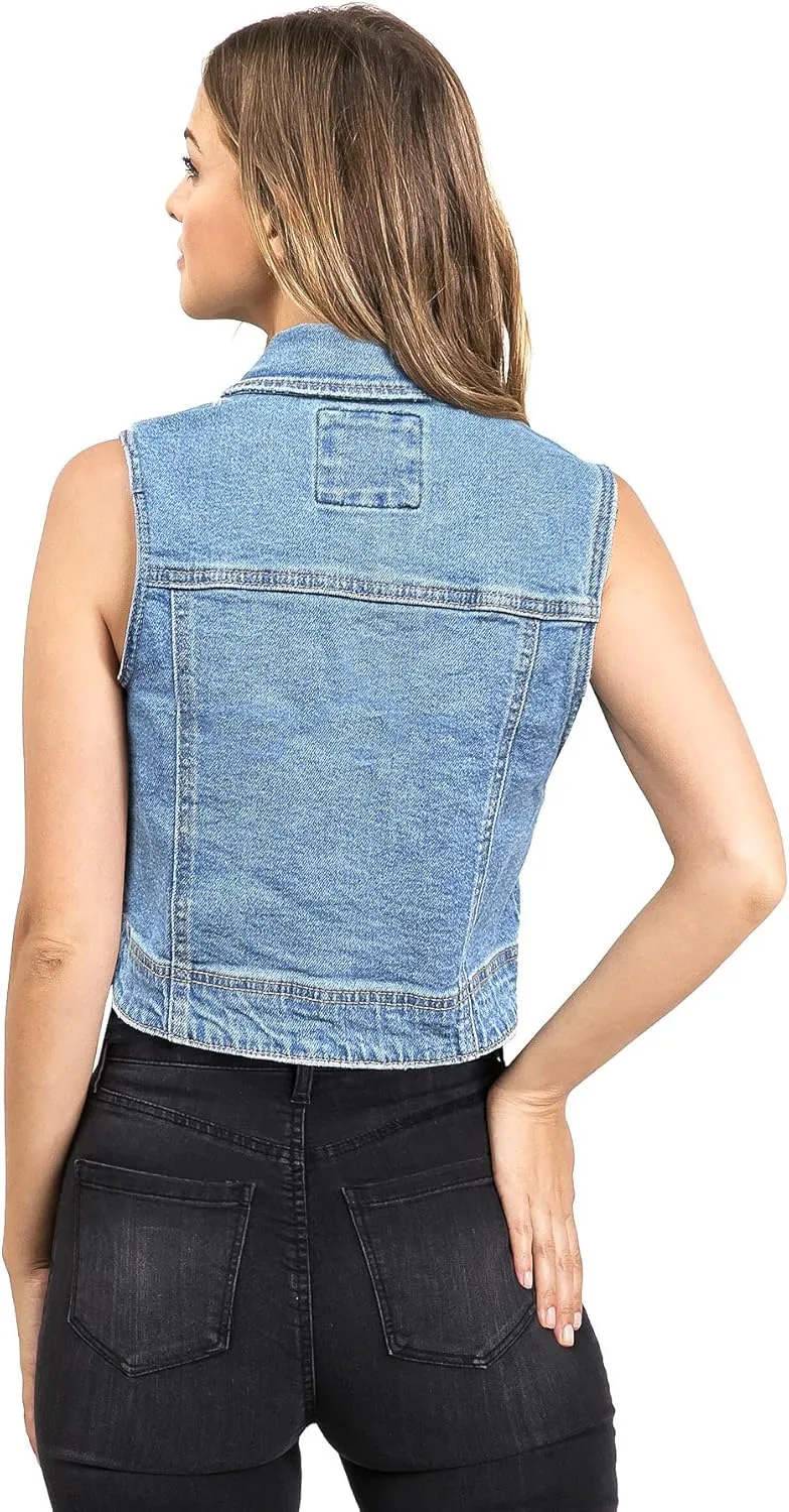 Wax Jeans Women's Classic Cropped Denim Vest