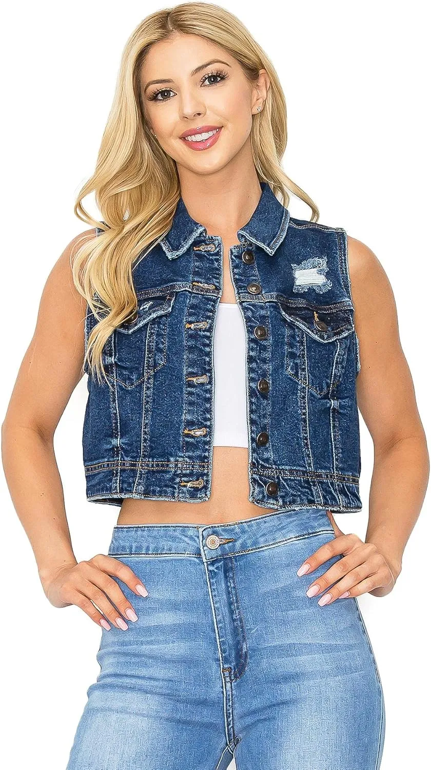Wax Jeans Women's Classic Cropped Denim Vest