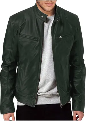 WENKOMG1 Faux Leather Jacket for Men Winter Fall Motorcycle Outerwear Stylish Long Sleeve Zip Up Coat Bike Riding Coat
