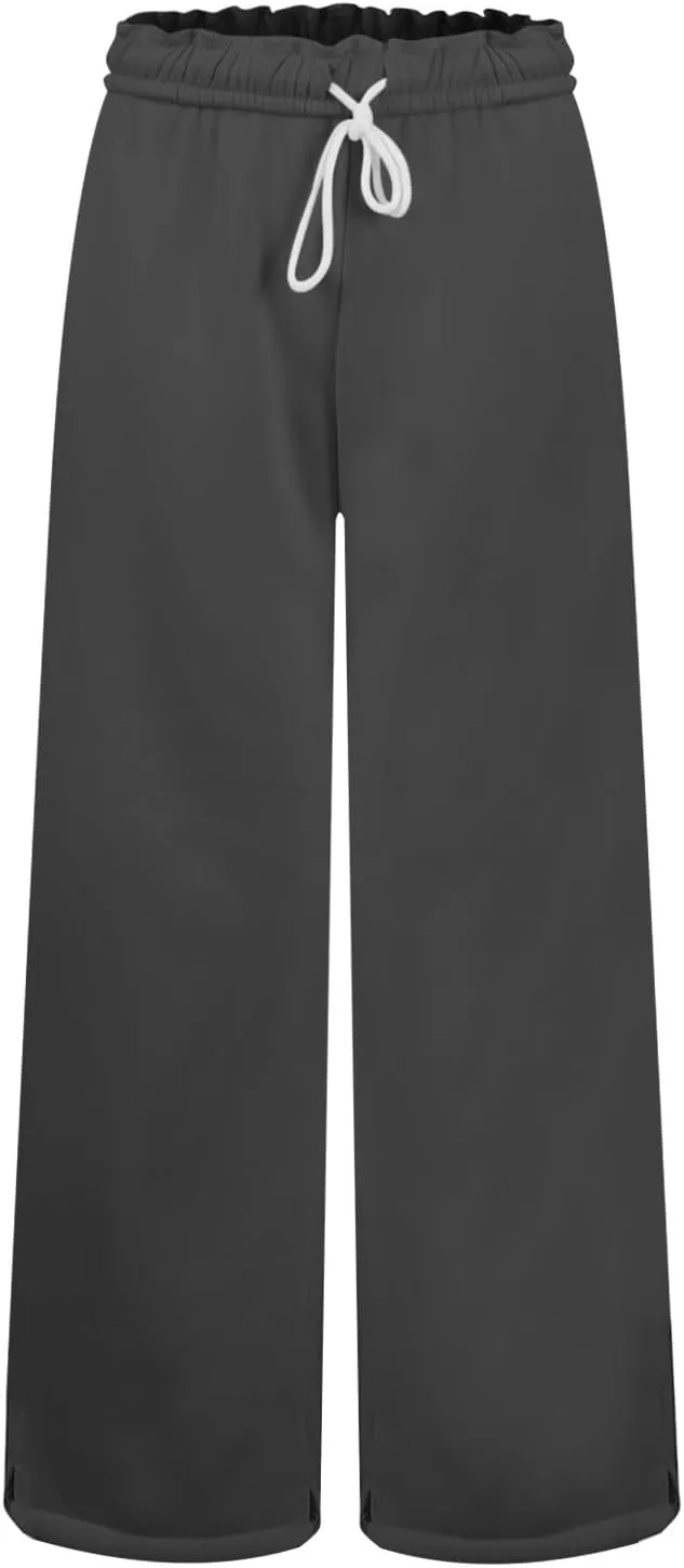 Wide Leg Sweatpants for Women Drawstring High Waisted Lounge Trousers Elastic Waist Baggy Casual Pants with Pockets