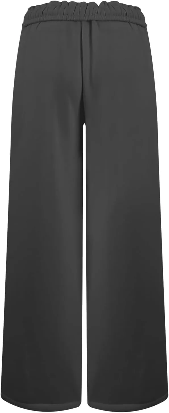 Wide Leg Sweatpants for Women Drawstring High Waisted Lounge Trousers Elastic Waist Baggy Casual Pants with Pockets