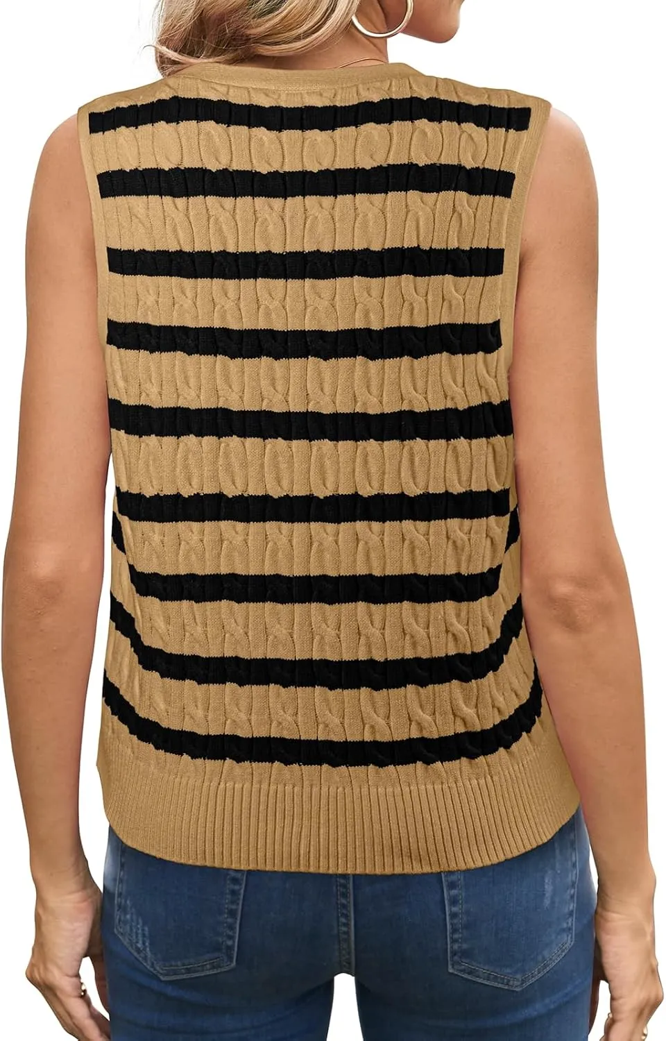 WIHOLL Womens Sweater Vest Cable Knit Button Down Cute Sleeveless Spring Summer Clothes 2025