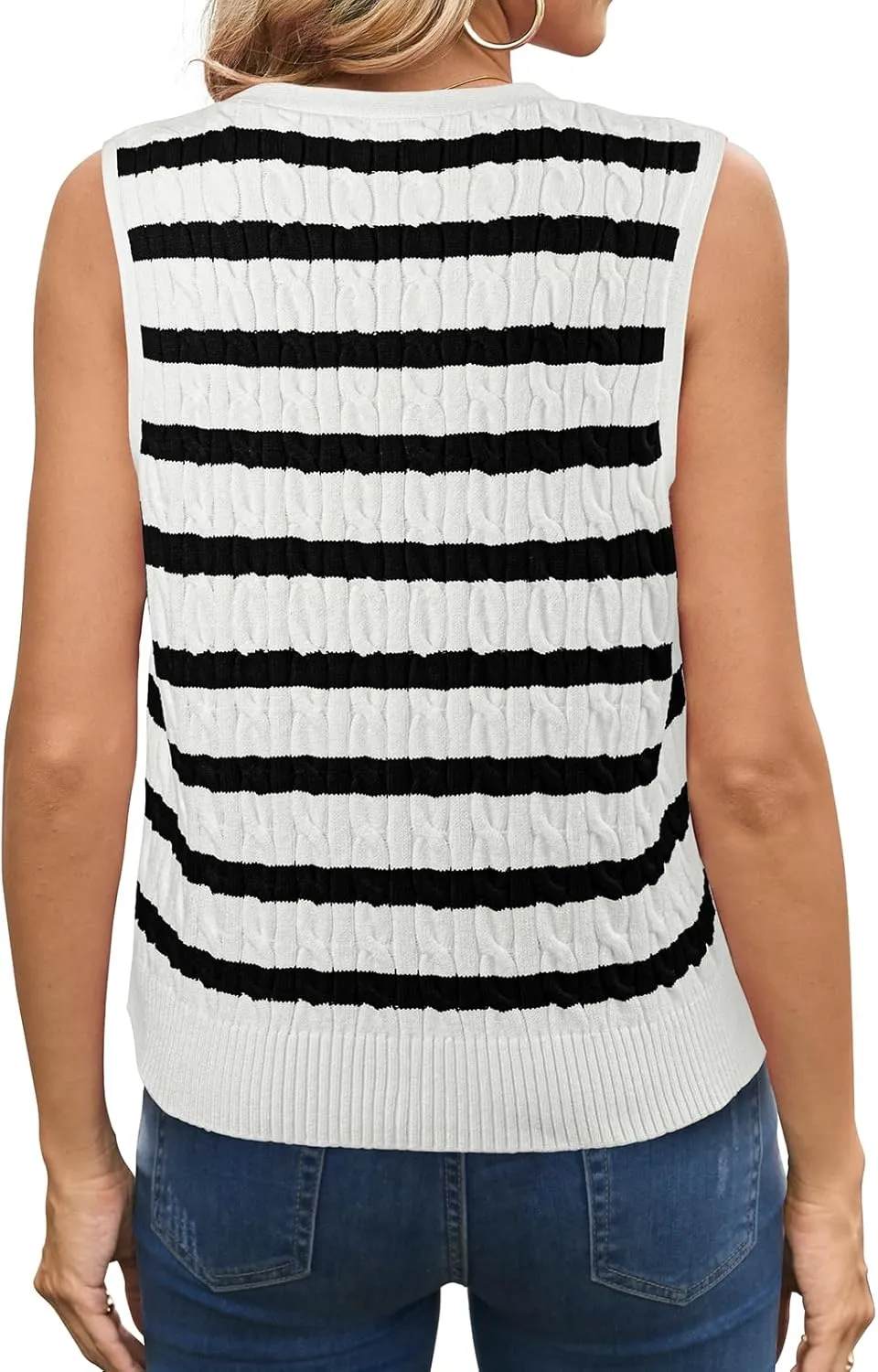 WIHOLL Womens Sweater Vest Cable Knit Button Down Cute Sleeveless Spring Summer Clothes 2025