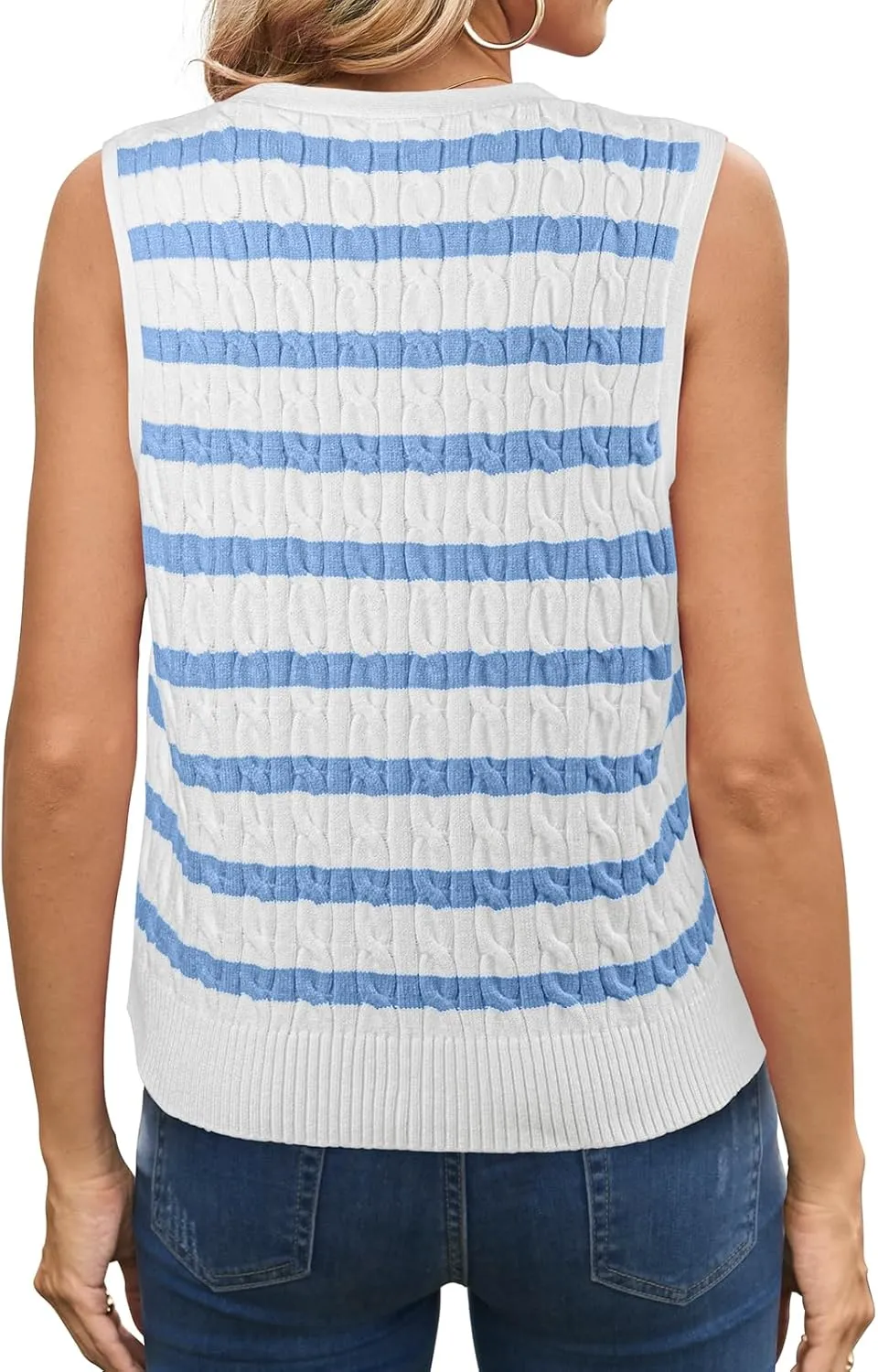 WIHOLL Womens Sweater Vest Cable Knit Button Down Cute Sleeveless Spring Summer Clothes 2025
