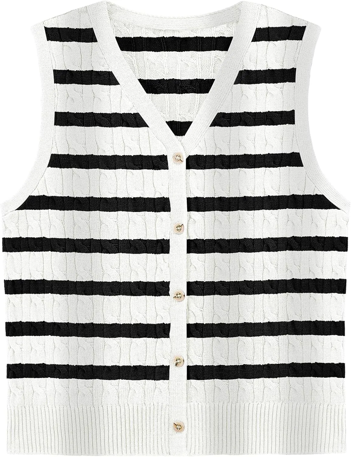 WIHOLL Womens Sweater Vest Cable Knit Button Down Cute Sleeveless Spring Summer Clothes 2025