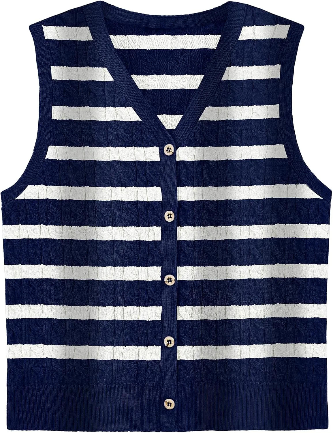 WIHOLL Womens Sweater Vest Cable Knit Button Down Cute Sleeveless Spring Summer Clothes 2025