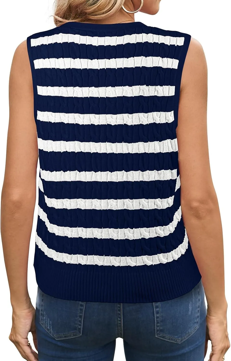 WIHOLL Womens Sweater Vest Cable Knit Button Down Cute Sleeveless Spring Summer Clothes 2025