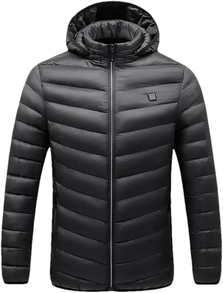 Winter Thick Hooded Men's Padded Cotton Constant Temperature Men's Warm Coat Jacket NJR18 Black L