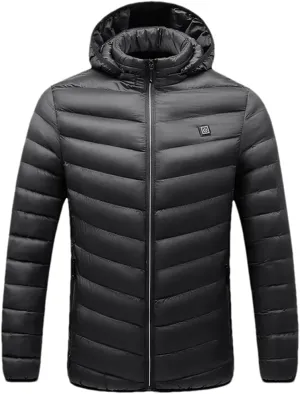 Winter Thick Hooded Men's Padded Cotton Constant Temperature Men's Warm Coat Jacket NJR18 Black L