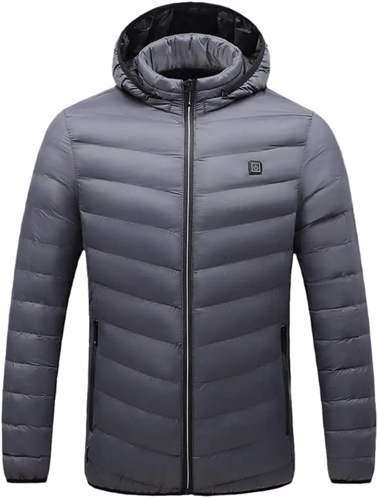 Winter Thick Hooded Men's Padded Cotton Constant Temperature Men's Warm Coat Jacket NJR18 gray9 XXL