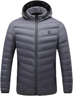 Winter Thick Hooded Men's Padded Cotton Constant Temperature Men's Warm Coat Jacket NJR18 gray9 XXL