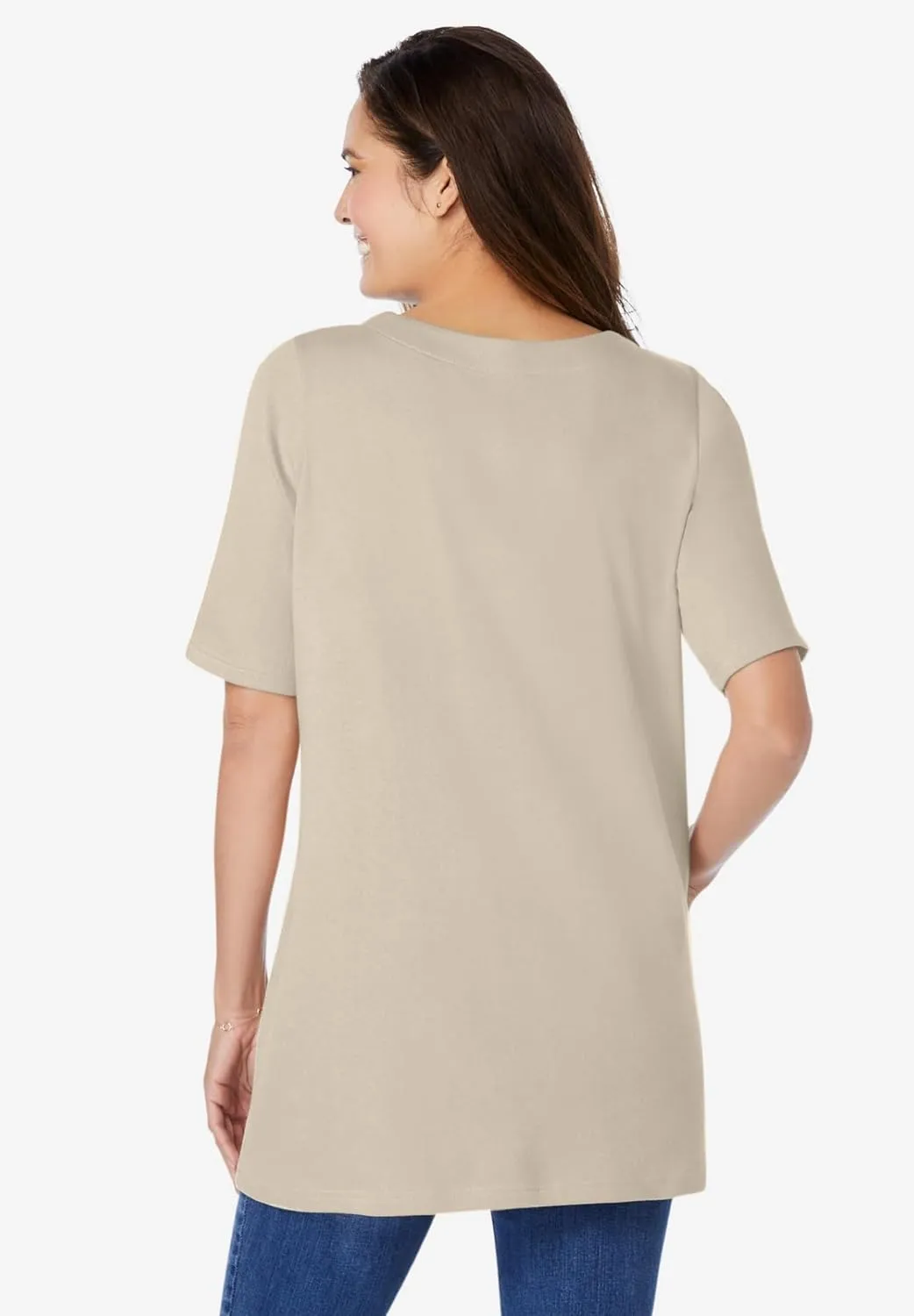 Woman Within Plus Size 7-Day Embroidered Layered-Look Tunic