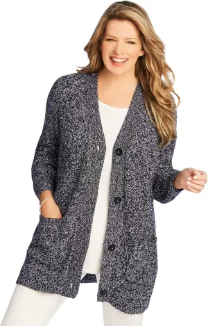 Woman Within Plus Size Button-Front Shaker Cardigan