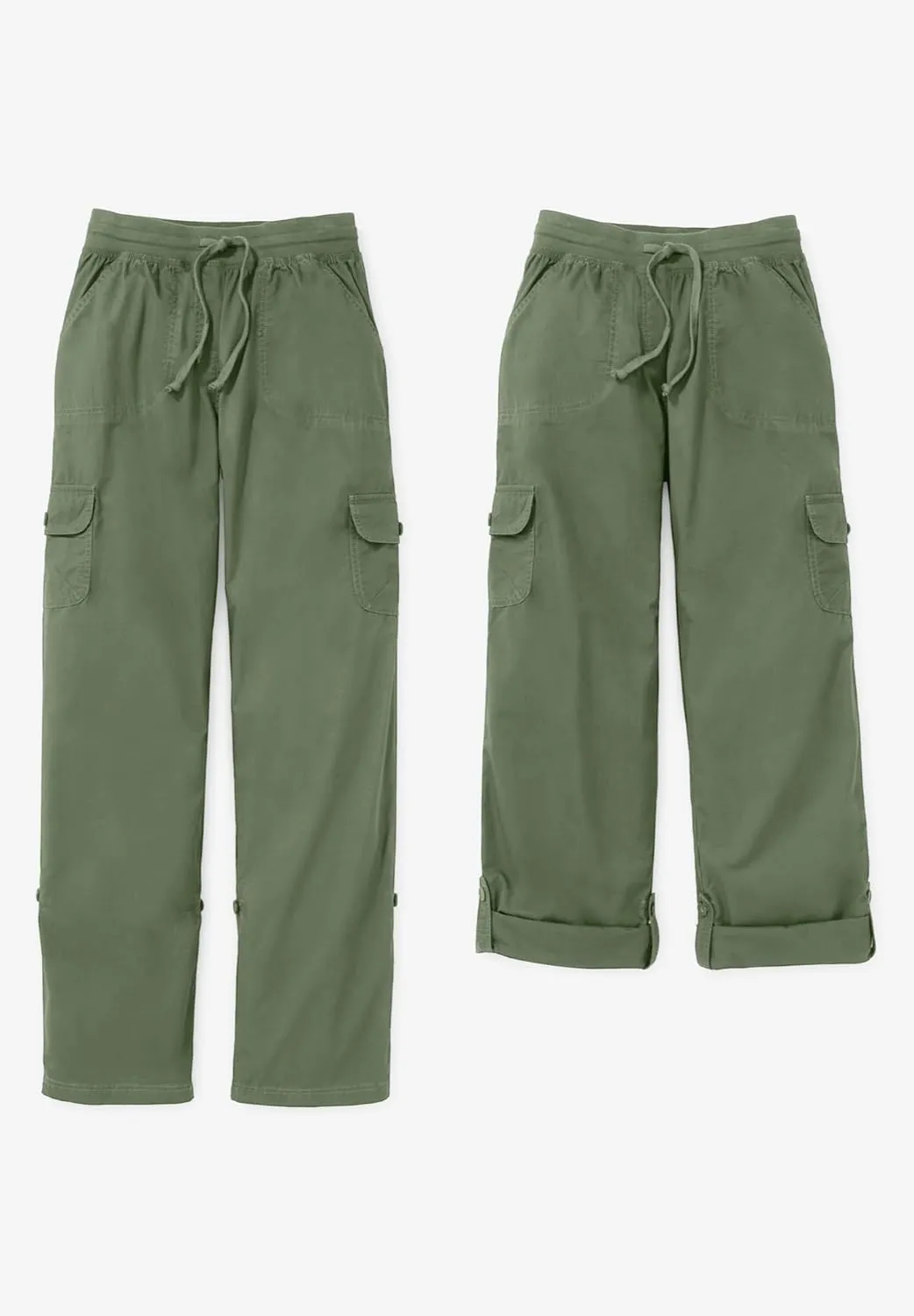 Woman Within Plus Size Convertible 2-in-1 Cargo Pant & Capri Elastic Waist