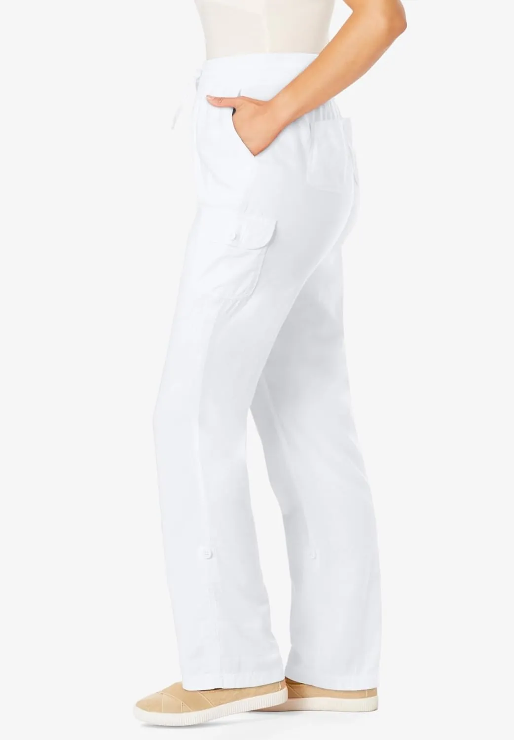 Woman Within Plus Size Convertible 2-in-1 Cargo Pant & Capri Elastic Waist