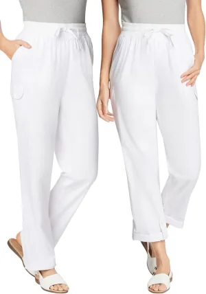 Woman Within Plus Size Convertible 2-in-1 Cargo Pant & Capri Elastic Waist