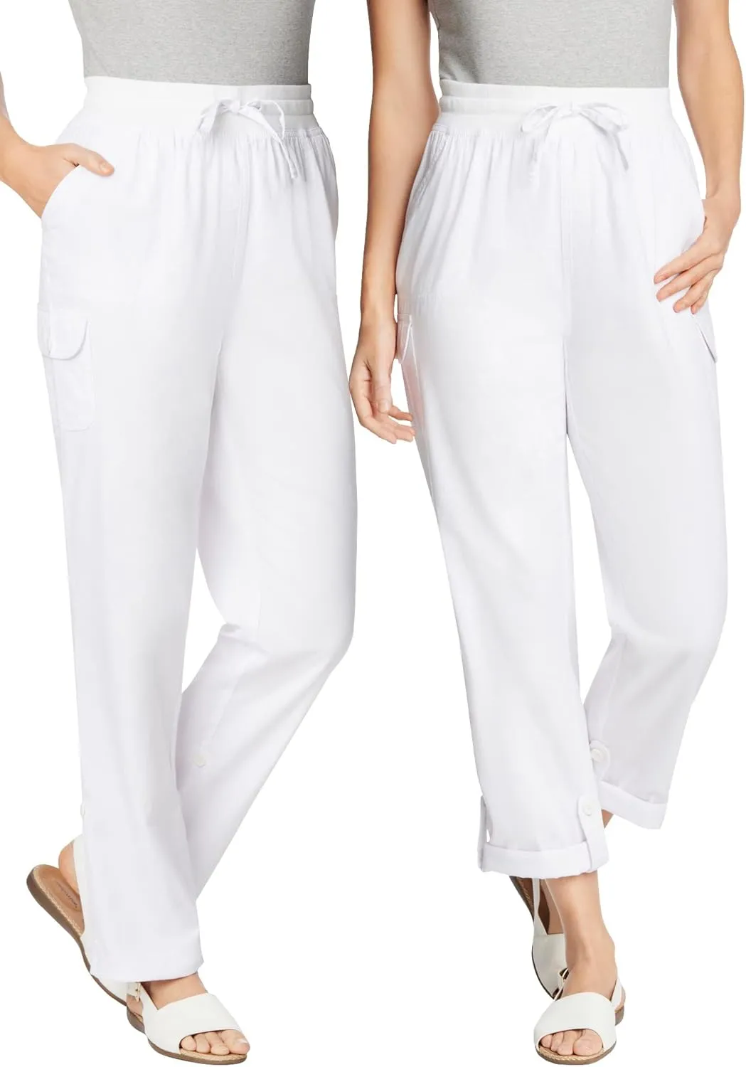 Woman Within Plus Size Convertible 2-in-1 Cargo Pant & Capri Elastic Waist