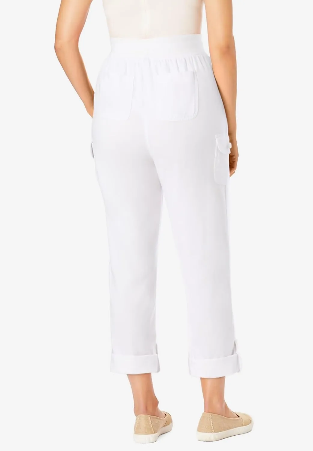 Woman Within Plus Size Convertible 2-in-1 Cargo Pant & Capri Elastic Waist