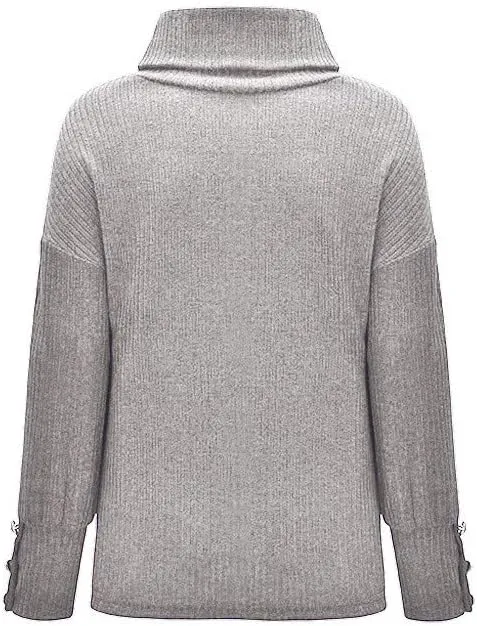 Women 2023 Fall Turtleneck Sweater Solid Long Sleeve Pullover Sweater Winter Chunky Knit Jumper Top Oversize Sweater