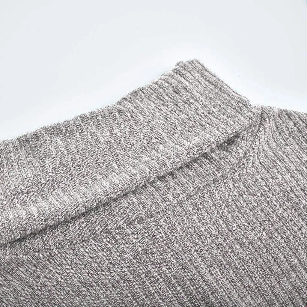 Women 2023 Fall Turtleneck Sweater Solid Long Sleeve Pullover Sweater Winter Chunky Knit Jumper Top Oversize Sweater