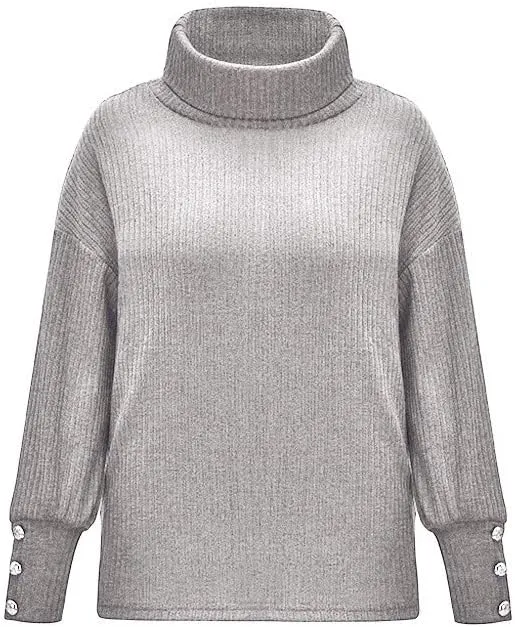 Women 2023 Fall Turtleneck Sweater Solid Long Sleeve Pullover Sweater Winter Chunky Knit Jumper Top Oversize Sweater