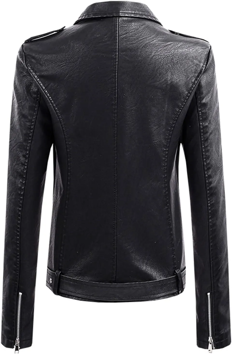 Women Classic Faux Leather Jacket Zip Up Outwear Lapel Biker Short Coat Ladies Moto Jackets Motorcycle Cardigan