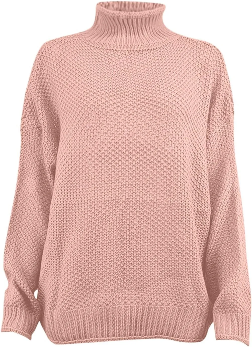 Women Fall Sweaters Mock Neck Long Sleeve Tunic Tops Ribbed Knit Chunky Casual Loose Pullover Basic Sweaters