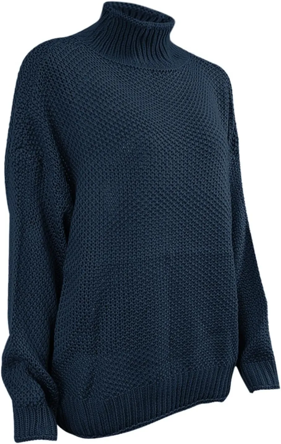 Women Fall Sweaters Mock Neck Long Sleeve Tunic Tops Ribbed Knit Chunky Casual Loose Pullover Basic Sweaters