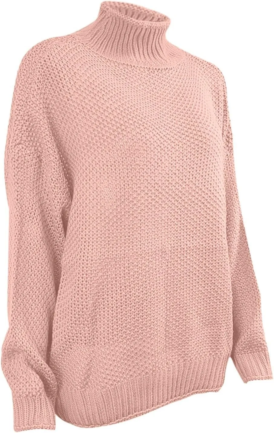 Women Fall Sweaters Mock Neck Long Sleeve Tunic Tops Ribbed Knit Chunky Casual Loose Pullover Basic Sweaters