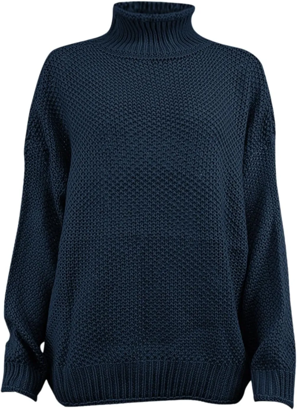 Women Fall Sweaters Mock Neck Long Sleeve Tunic Tops Ribbed Knit Chunky Casual Loose Pullover Basic Sweaters