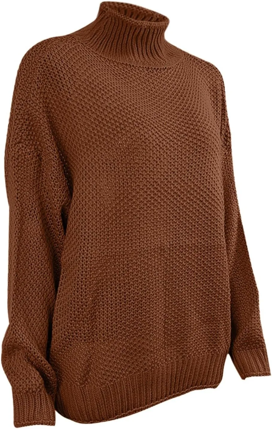 Women Fall Sweaters Mock Neck Long Sleeve Tunic Tops Ribbed Knit Chunky Casual Loose Pullover Basic Sweaters