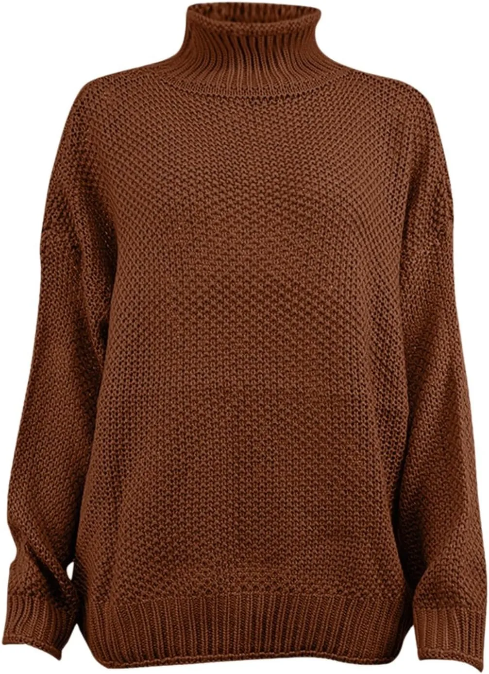 Women Fall Sweaters Mock Neck Long Sleeve Tunic Tops Ribbed Knit Chunky Casual Loose Pullover Basic Sweaters