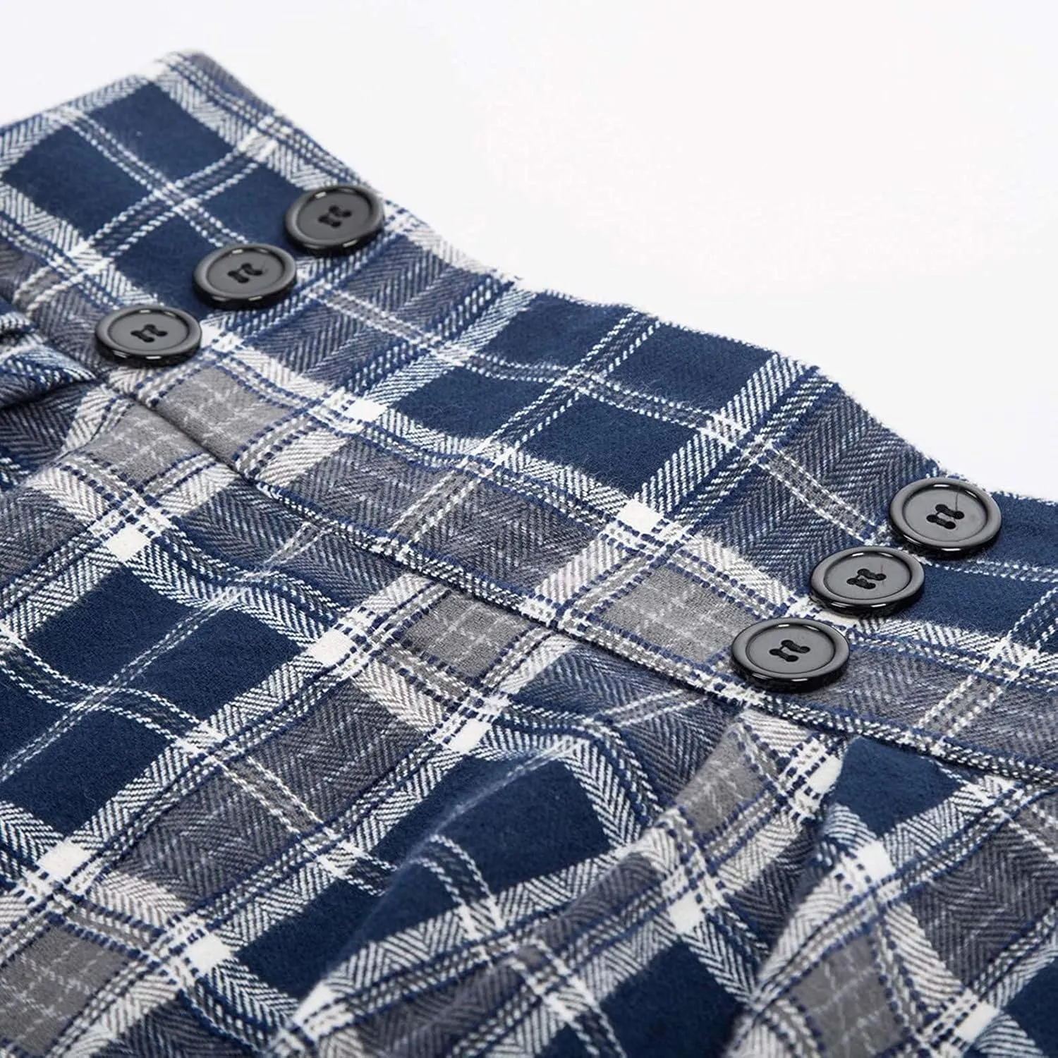 Women Fashion Casual Plaid Skirt Vintage A Line Skirts Vintage Athletic Skirt Plaid High Waist Plus Size Midi Pleated Skirt