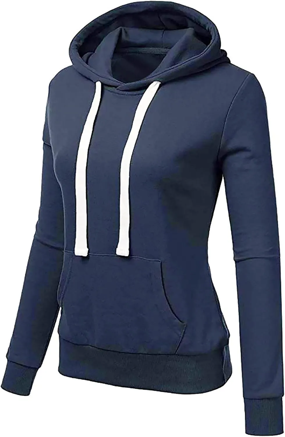 Women Solid Hooded Sweatshirts Long Sleeve Pocket Sweatshirt Slim Fit Pullover Tops Preppy Teen Girl Clothes