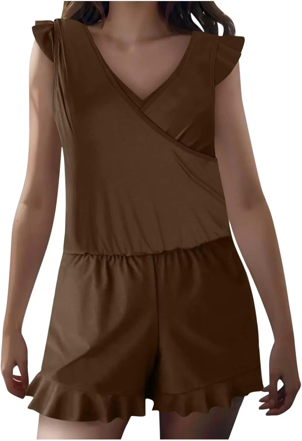 Women Swim Romper with Built in Bra and Pockets, One Piece Full Coverage Bathing Suits Boyleg Jumpsuit Swimsuit