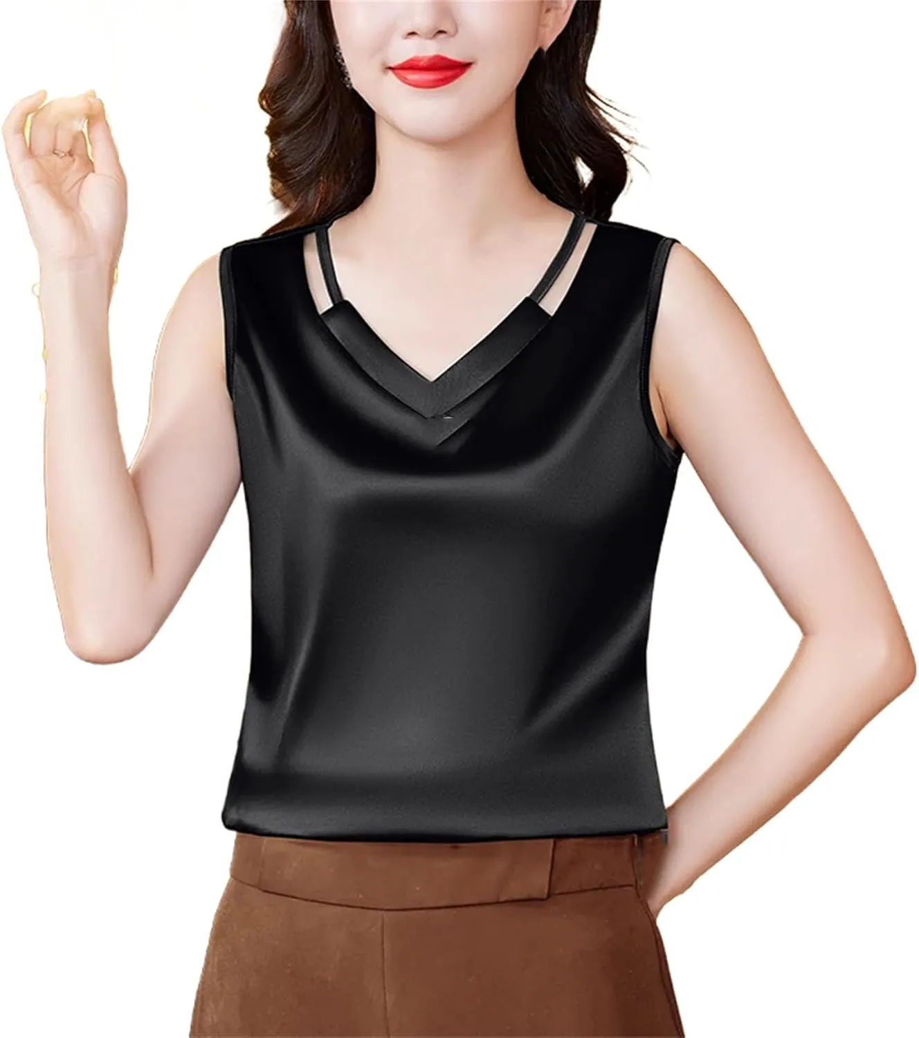 Women Tank top Spring Hollow Out Camisole V Neck Casual Sleeveless Vest