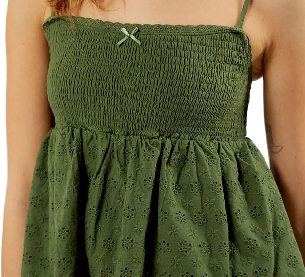 Women Y2k Spaghetti Strap Top Cute Ruffle Hem Smocked Peplum Cami Top Summer Sleeveless Going Out Top 00s Streetwear