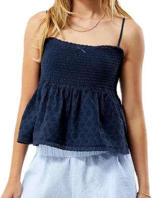 Women Y2k Spaghetti Strap Top Cute Ruffle Hem Smocked Peplum Cami Top Summer Sleeveless Going Out Top 00s Streetwear