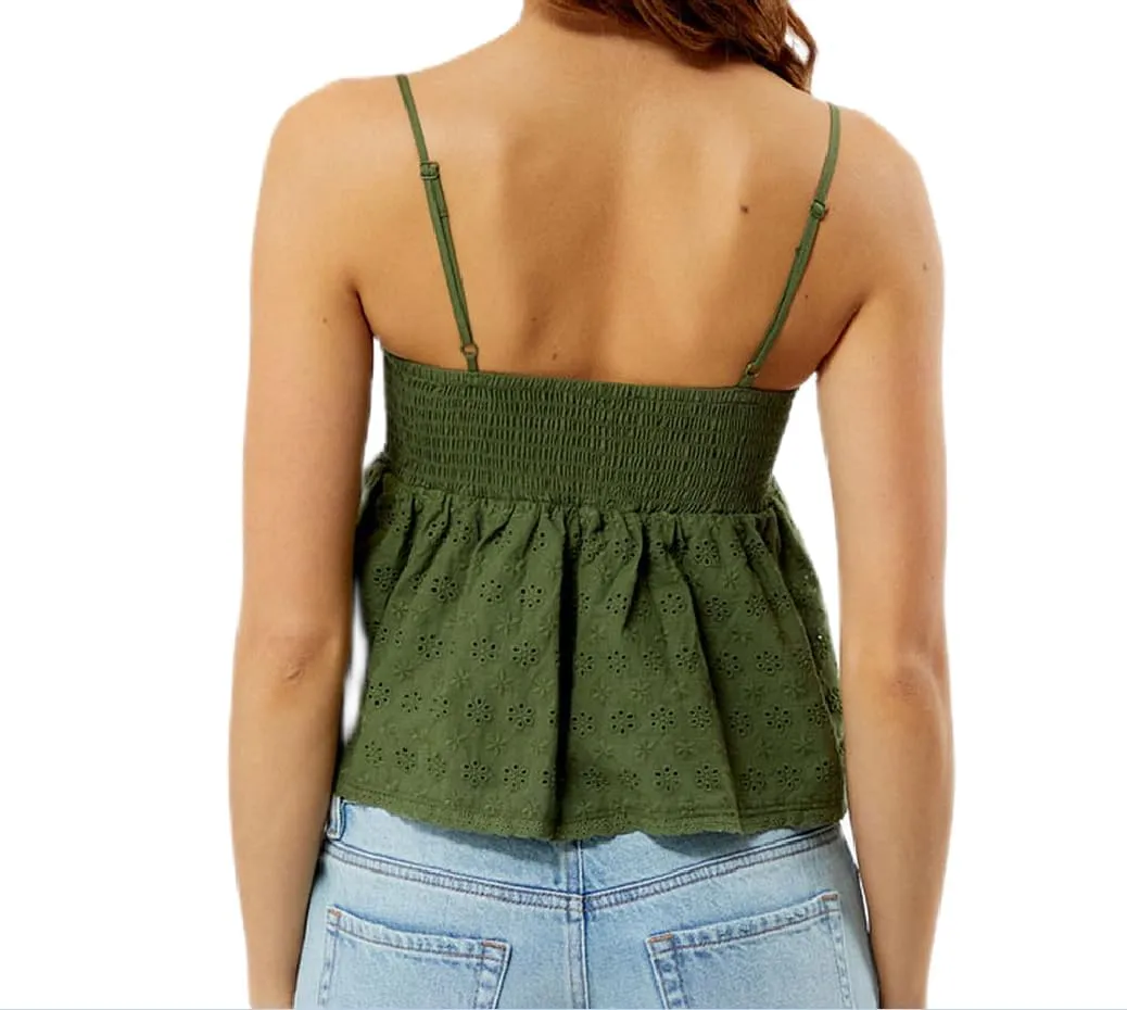 Women Y2k Spaghetti Strap Top Cute Ruffle Hem Smocked Peplum Cami Top Summer Sleeveless Going Out Top 00s Streetwear
