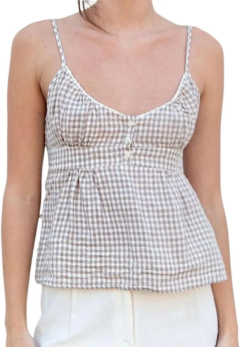 Women Y2k Tank Tops Lace Trim Cami Spaghetti Strap Top Cute Going Out Top