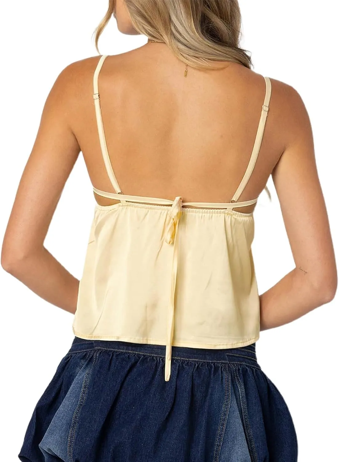 Women Y2k Tank Tops Lace Trim Cami Spaghetti Strap Top Cute Going Out Top