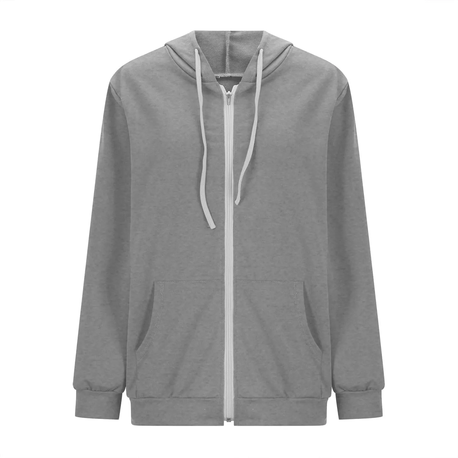 Women Zip Up Hoodies Long Sleeve Hooded Pullover Drawstraing Loose Trendy Sweatshirts with Pocket