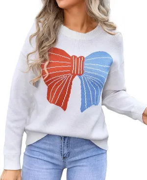 Women's 2024 Fall Winter Striped Color Block Sweater Long Sleeve V Neck Casual Loose Knit Pullover Tops Plus Size