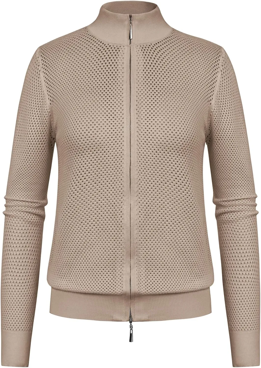 Women's 2025 Summer Mesh Cardigan Lightweight Long Sleeve Zip Up Crochet Knit Sweater Jacket Athleisure Outfits