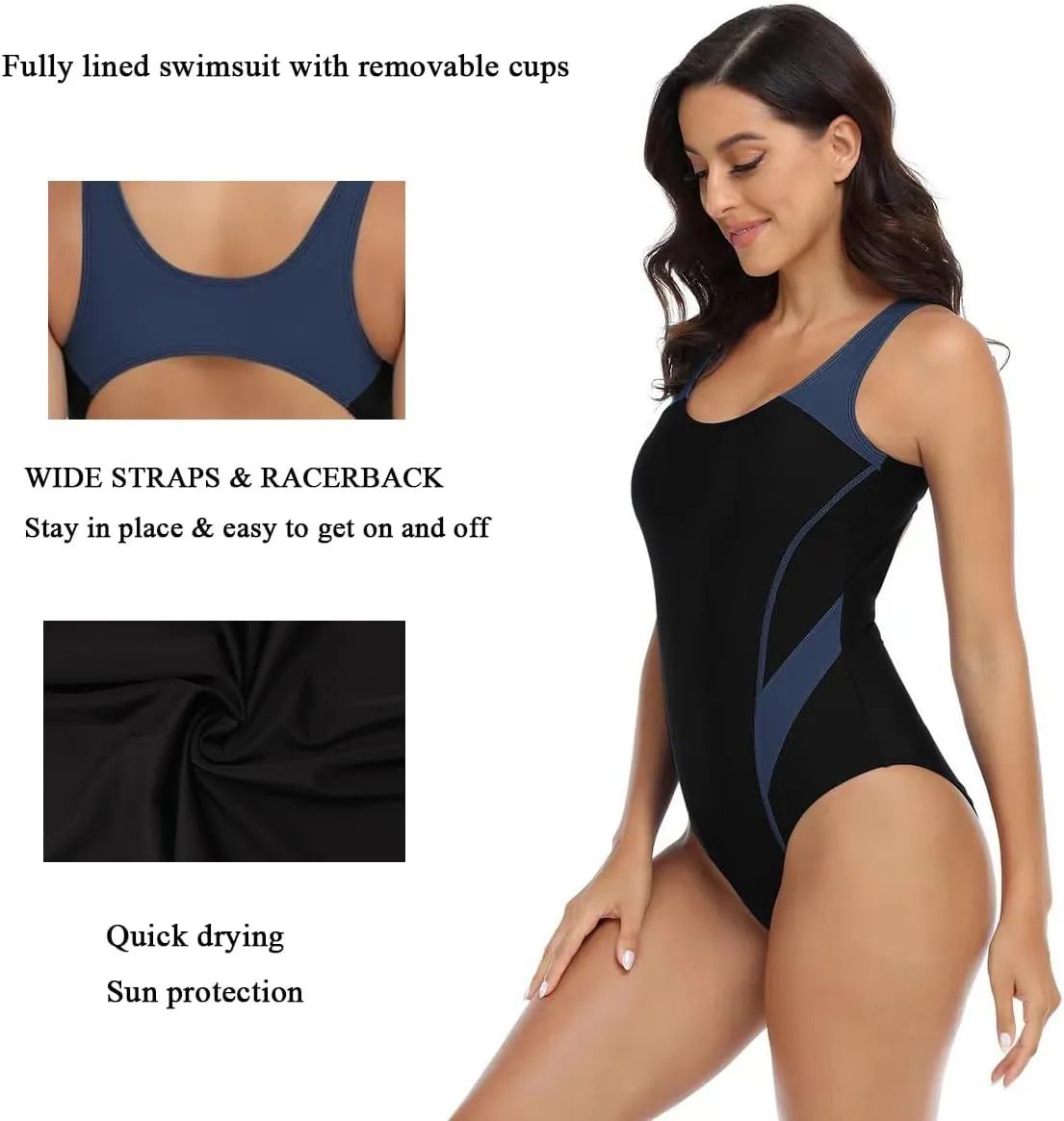 Womens Athletic One Piece Swimsuit Racerback Competitive Modest Bathing Suit
