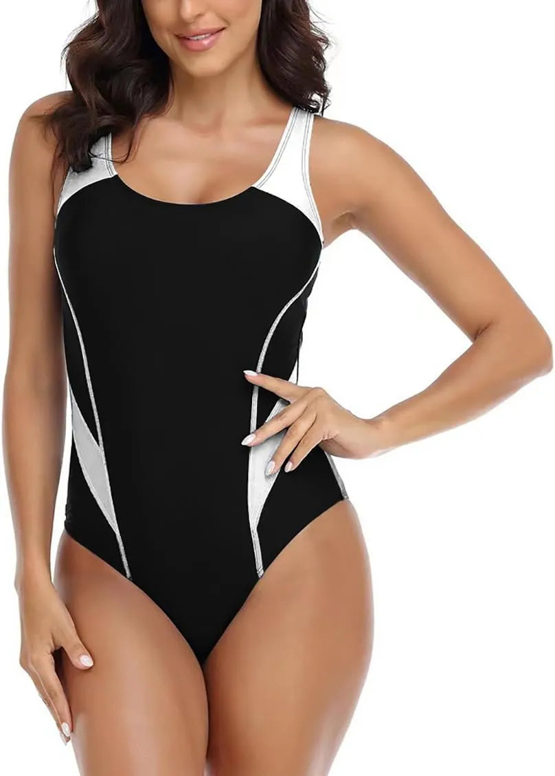 Womens Athletic One Piece Swimsuit Racerback Competitive Modest Bathing Suit