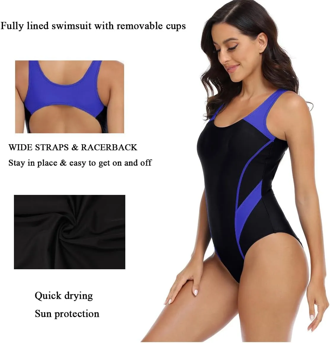 Womens Athletic One Piece Swimsuit Racerback Competitive Modest Bathing Suit