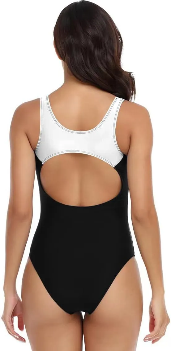 Womens Athletic One Piece Swimsuit Racerback Competitive Modest Bathing Suit